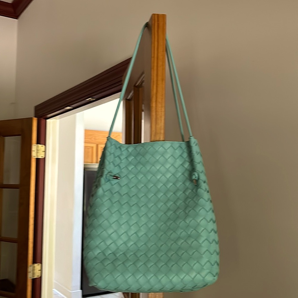 Leather basket weave purse